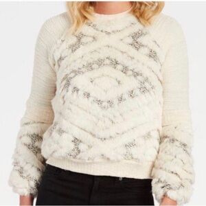 Anthropologie Amadi Texture-Stitched Calista Faux Fur Moroccan Sweatshirt Top
